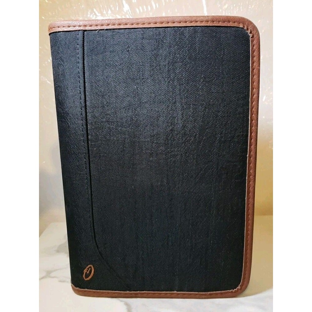 Vintage At A Glance  Black Cloth  Zip Closure Planner Binder 8.5”x6”